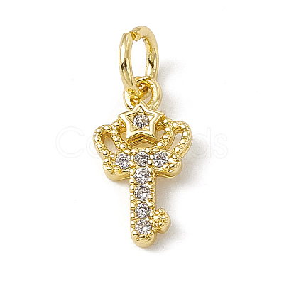 Brass Micro Pave Cubic Zirconia Charms ZIRC-F132-10G-1