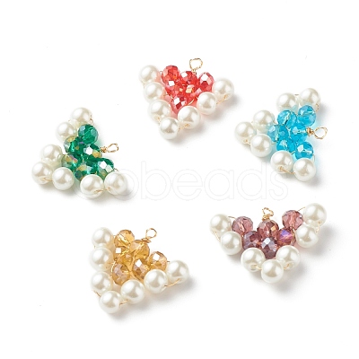 Electroplate & Pearlized Glass Beads Pendants PALLOY-JF01248-1