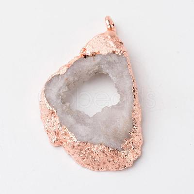 Natural Geode Agate Druzy Slice Pendants G-L461-04A-1