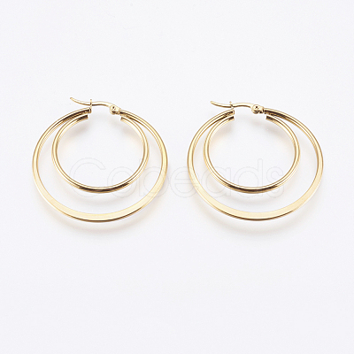 201 Stainless Steel Hoop Earrings EJEW-I213-B-02G-1