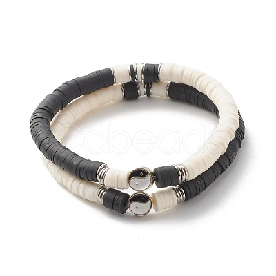 Handmade Polymer Clay Heishi Beads Stretch Bracelets Set BJEW-JB07443-1