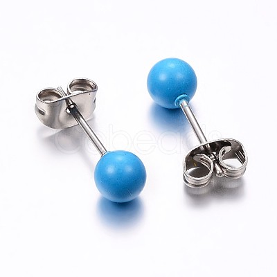 304 Stainless Steel Spray Painted Stud Earrings EJEW-H353-07-B-1