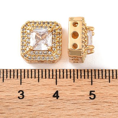 Brass Micro Pave Clear Cubic Zirconia Beads KK-S389-29G-1