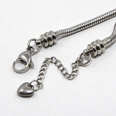 Tarnish Resistant 304 Stainless Steel European Round Snake Chains Bracelets STAS-J015-06-1