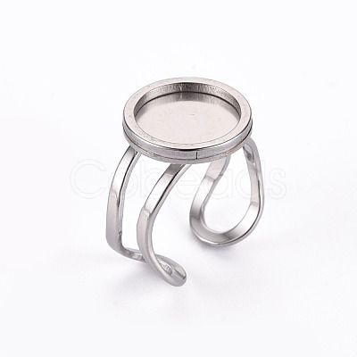 Non-Tarnish 201 Stainless Steel Cuff Pad Ring Settings X-STAS-S080-040B-P-1