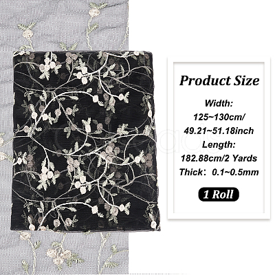 Flower Pattern Polyester Mesh Fabric DIY-WH0453-06A-1