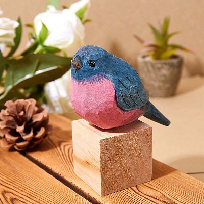 Wooden Pink Robin and Block Ornaments JX683A-1