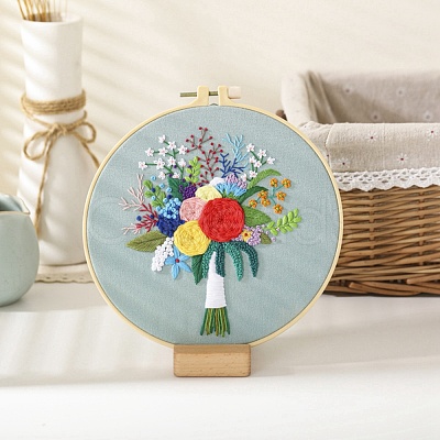 DIY Bouquet Pattern Embroidery Kit DIY-O021-14A-1