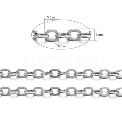 Brass Flat Oval Cable Chains CHC025Y-NFK-1