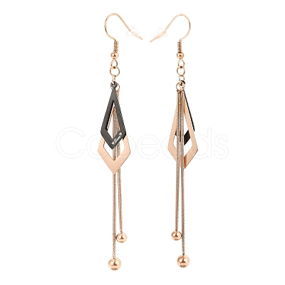 Ion Plating(IP) 304 Stainless Steel Dangle Earrings EJEW-P190-13RG-1