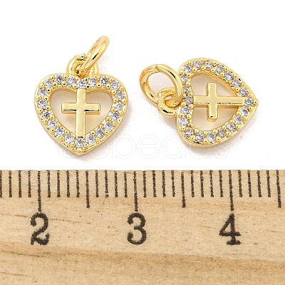 Brass Micro Pave Clear Cubic Zirconia Charms KK-Z044-21G-1