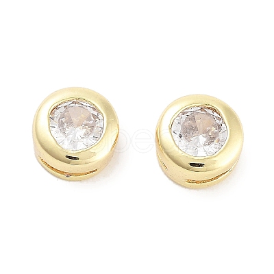 Brass with Single Cubic Zirconia Slide Charms KK-C051-27G-01-1