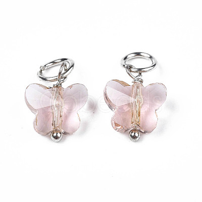 Faceted Transparent Glass Charms GLAA-T024-06K-1