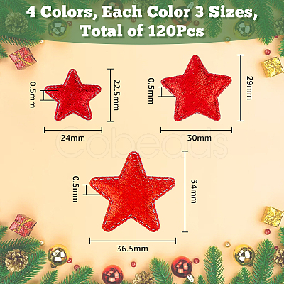 SUPERFINDINGS 120Pcs 12 Style Christmas Star Non-woven Fabric Ornament Accessories DIY-FH0005-71-1