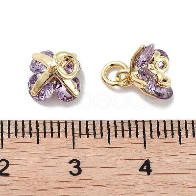 Brass Micro Pave Cubic Zirconia Charms KK-C051-14G-05-1