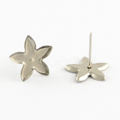 Tarnish Resistant Flower Earring Settings 304 Stainless Steel Stud Earring Findings X-STAS-Q170-03-1