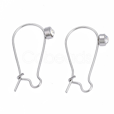 304 Stainless Steel Hoop Earrings Findings Kidney Ear Wires STAS-N092-139-1