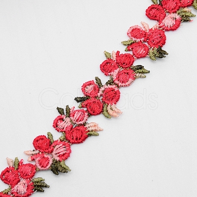 Flower Polyester Trim Ribbon X-OCOR-WH0057-18F-1