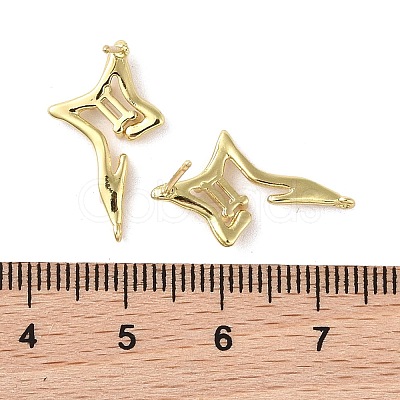 Brass with Cubic Zirconia Rhombus Stud Earrings Findings KK-B087-05G-1