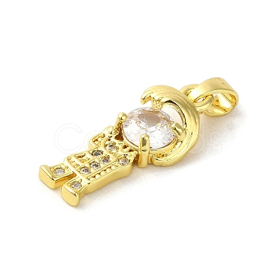 Rack Plating Brass Micro Pave CLear Cubic Zirconia Pendants KK-C053-07A-G-1