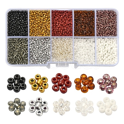 8500Pcs 10 Style Glass Seed Beads SEED-YW0001-80D-1