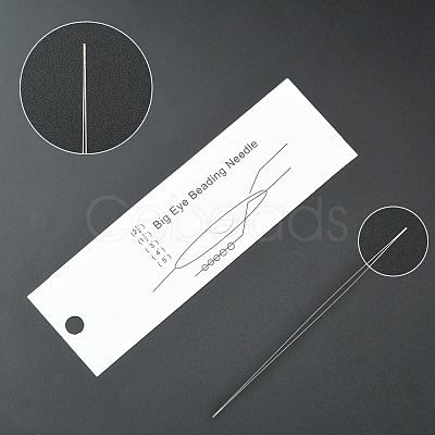 Stainless Steel Collapsible Big Eye Beading Needles YW-ES001Y-75mm-1