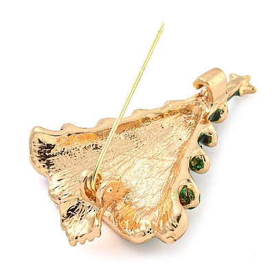 Christmas Tree Theme Zinc Alloy with Rhinestone Brooches JEWB-B018-02G-01-1