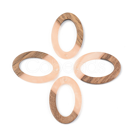 Opaque Resin & Walnut Wood Pendants X-RESI-S389-022A-C02-1