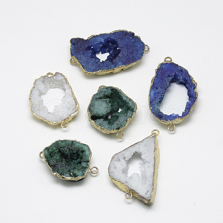 Plated Natural Druzy Agate Links connectors G-R435-29-1
