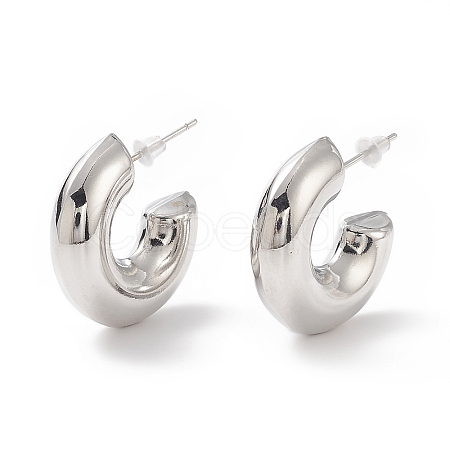 Brass C-shape Stud Earrings EJEW-A072-17LP-1
