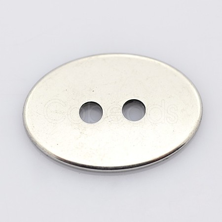 2-Hole Flat Oval 201 Stainless Steel Sewing Buttons for Bracelet Making STAS-E065-01-1