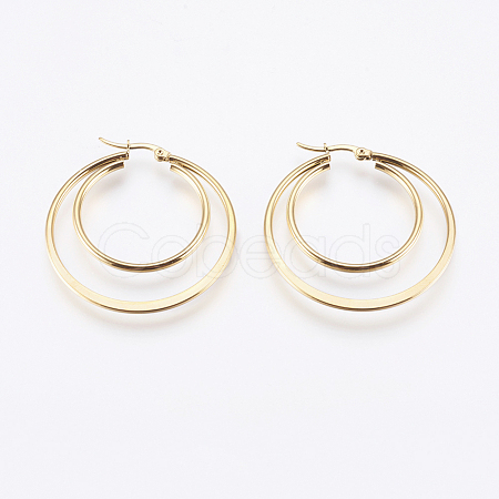 201 Stainless Steel Hoop Earrings EJEW-I213-B-02G-1