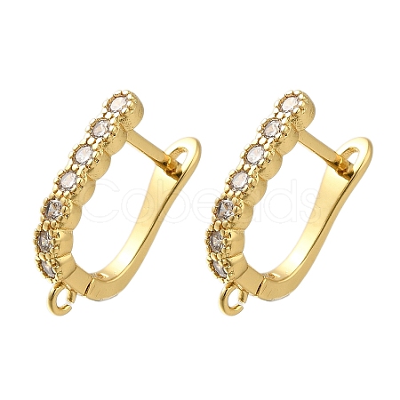 Rack Plating Brass Micro Pave Cubic Zirconia Hoop Earring Findings EJEW-H143-05G-1