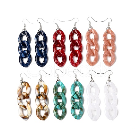 Acrylic Curb Chain Dangle Earrings EJEW-JE04651-1