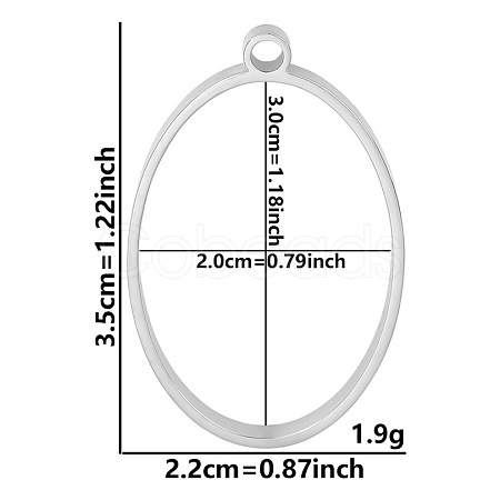 Non-Tarnish Stainless Steel Open Back Bezel Pendants PW-WGB5BE7-02-1