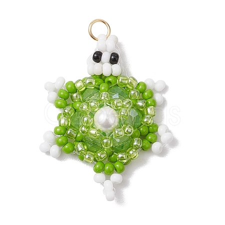 Glass Seed Beaded Pendants PALLOY-MZ00398-02-1