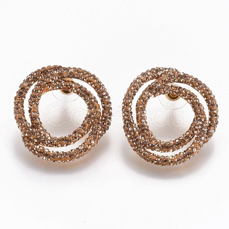 Brass Polymer Clay Rhinestone Stud Earrings EJEW-K075-D01-1