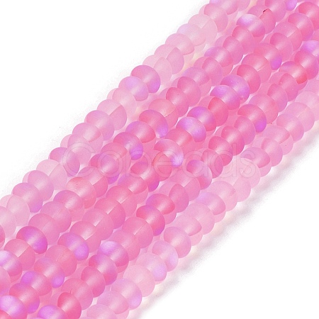 Frosted Transparent Glass Beads Strands FGLA-M002-01J-1