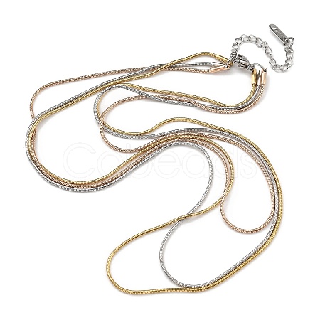 304 Stainless Steel Multi Layered Round Snake Chain Necklaces NJEW-H043-11MC-1