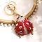 Alloy Rhinestone Keychains, Bag Purse Decorations, Ladybug, Siam, 5cm