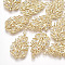 Brass Cubic Zirconia Pendants, Leaf, Clear, Real 18K Gold Plated, 22x13.5x1.5mm, Hole: 1.2mm