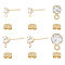 SUPERFINDINGS 40Pcs 2 Size Brass Stud Earring Findings, with Clear Cubic Zirconia & Horizontal Loops & 40Pcs Ear Nuts, Real 18K Gold Plated, 5.5~6.5x3~4mm, Hole: 0.8~1mm, Pin: 0.5~0.7mm, 20Pcs/size