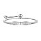 SHEGRACE Rhodium Plated 925 Sterling Silver Bracelets, with Grade AAAA Cubic Zirconia, Bowknot, Clear, Platinum, 7-7/8 inch(20cm)