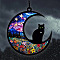 Moon with Cat Window Suncatchers, Wall Art Window Hanging Memorial Pendant Decoration, Cat Shape, 100mm