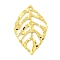 Ion Plating(IP) 304 Stainless Steel Pendants, Leaf Charm, Real 18K Gold Plated, 49.5x31x2mm, Hole: 2mm