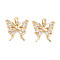 Brass Micro Pave Cubic Zirconia Pendants, Butterfly Charms, Real 18K Gold Plated, 15x16x3.5mm, Hole: 3x4mm