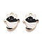 Halloween Theme Rack Plating Alloy Enamel Pendants, Golden, Ghost Charm, Black, 20x16.5x1.5mm, Hole: 1.6mm