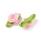 Polyester Rose Ornaments, for DIY Hair Accessories, Clothing Decoration, Costume, Pink, 27.5~29x14~16x7.5mm