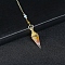 Resin Cone Dowsing Pendulums, Watermelon Stone Glass Chip inside and Metal Findings Charm, 380mm