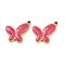 Ion Plating(IP) 304 Stainless Steel Enamel Pendants, Butterfly Charm, Golden, Pale Violet Red, 12.5x16x2mm, Hole: 1.5mm